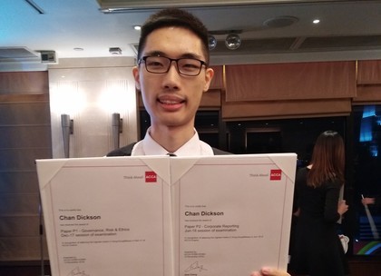 Our student gets 2 Top Scores in Hong Kong for ACCA P1 and P2 Professional papers in 2018