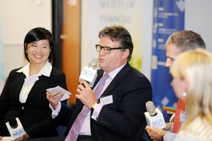 From left: Ms Mary Leung, CFA, Head of Standards and Advocacy, Asia Pacific, CFA Institute; Mr Jonathan Drew, Managing Director, Infrastructure and Real Estate Group, Global banking Asia-Pacific, HSBC; Mr Simon Weston, Senior Fund Manager, AXA Investment Managers; Ms Martina Macpherson, Global Head of Sustainability Indices